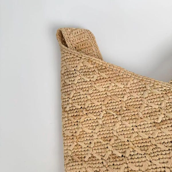 Bolso cilíndrico minimalista a cuadros: bolso de hombro y bandolera de rafia tejido a mano en Corea del Norte (estilo barril de doble uso).