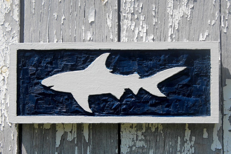 White Shark Wall Art Hand Carved Beach Decor Nautical Wooden Etsy