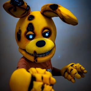 Spring Bonnie Cosplay Helmet – FNAF-Inspired Animatronic Mask – Glowing Eyes – Movable Jaw – Fan Art Costume – Adult/Child Size