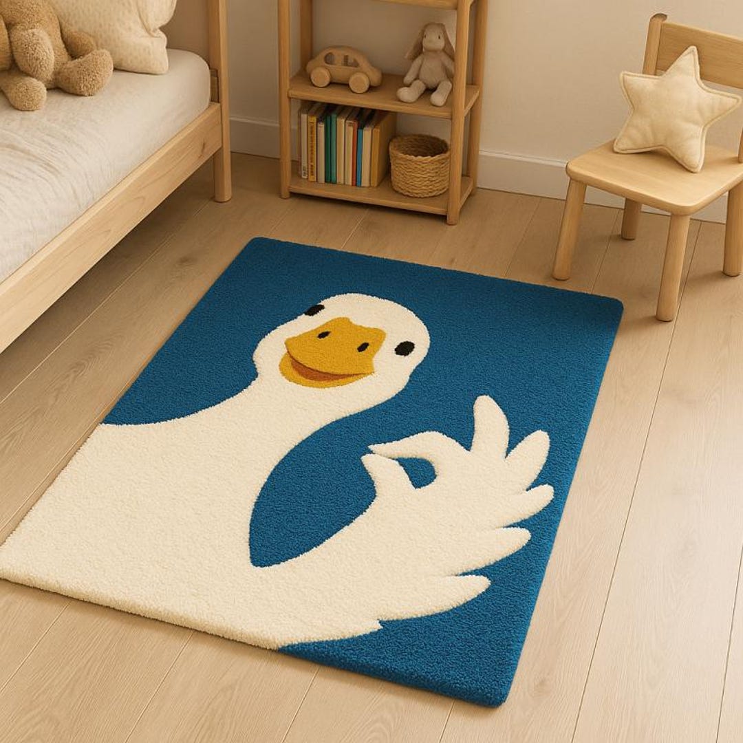 Hand-tufted Wool Duck Rug – Modern Kids Nursery Carpet - Etsy