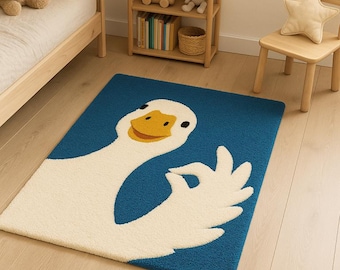 Handgetufteter Enten Teppich im modernen Design für Kinder
