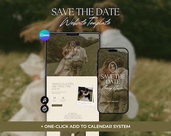 Countryside Save the Date Website, Elegant Editable Canva Invite Site with Form, Banners, Monogram for Event Announcements & Celebrations