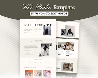 Elegant Website Template for Creative Business, Neutral Wix Studio Portfolio Site for Agencies, Female Entrepreneurs with Editing Tutorials