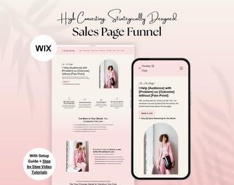 Elegant Wix Landing Page Template, Feminine Wix Studio One-Page Website, Light Pink Sales Page for Coach, Educator, Course Creator Business