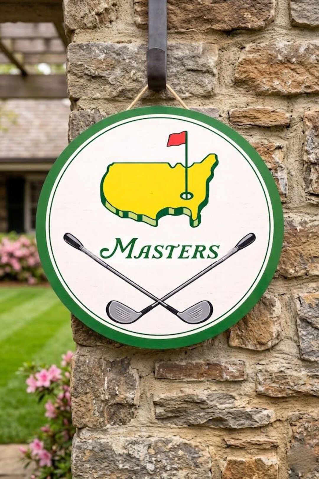 Masters Golf Sign Golfers Gift Masters Decor Round Wood Sign Door ...
