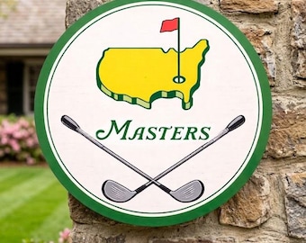 Masters Golf Schild Golfers Geschenk Masters Decor Rundes Holzschild Türschild Wandkunst Golfers Türschild Augusta Golf