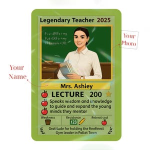 Personalized Legendary Teacher Card 2025 Custom photo name gift for educators, mentors, professors, perfect for end of year thank,Teacher