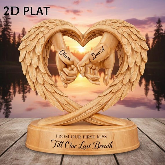 Heart To Heart PR サイン タイトルカップ 優勝盾 Wooden Block Couple Hand-shaped Personalized, Commemorating Love
