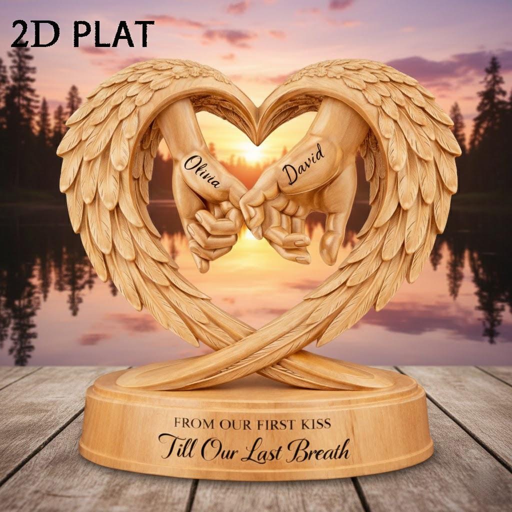 Wooden Block Couple Hand-shaped Personalized, Commemorating Love