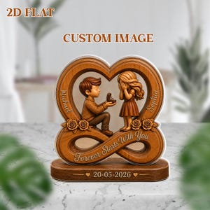 Custom Proposal Acrylic Block 2026 Personalized Engagement Gift For Couple Faux Wood Infinity Heart Plaque Anniversary Gift For Her
