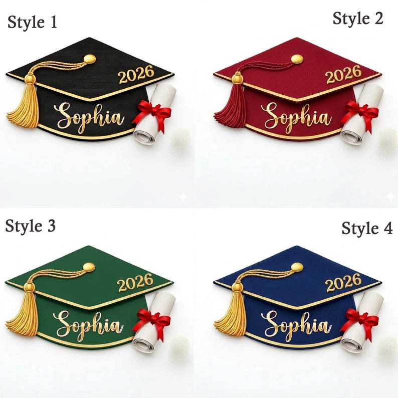 Graduation Hat Sign Graduation Cap Personalized Wood Sign, Custom Name & Year Grad Door ...