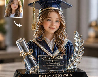 Personaliza cualquier foto - Placa acrílica personalizada con forma a medida para graduación, regalo de graduación, promoción de 2026