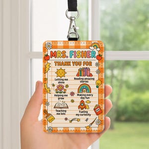 Distintivo per insegnanti personalizzato, etichetta identificativa per ringraziamento, cordino per classe, regalo di ringraziamento per il ritorno a scuola