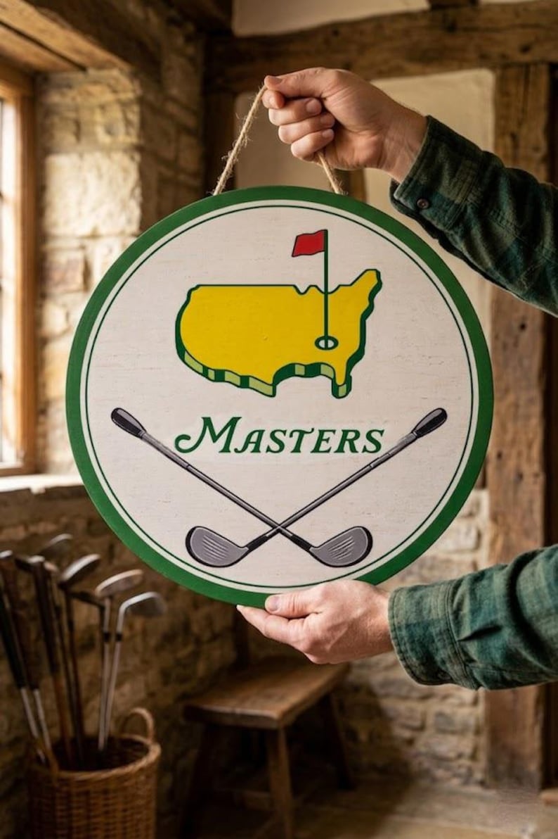 Masters Golf Sign Golfers Gift Masters Decor Round Wood Sign Door ...