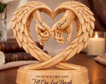 Wooden Block Couple Hand-shaped Personalized, Commemorating Love