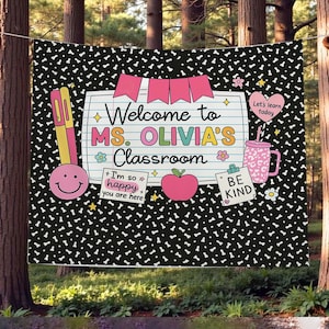 Custom Composition Notebook Welcome To Classroom Tapestries, Class Banner, Back To School, First Day of School Banner