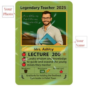 Custom Legendary Teacher Card 2025 Personalized with your photo and name, unique gift to honor educators, professors, and mentors,Teacher