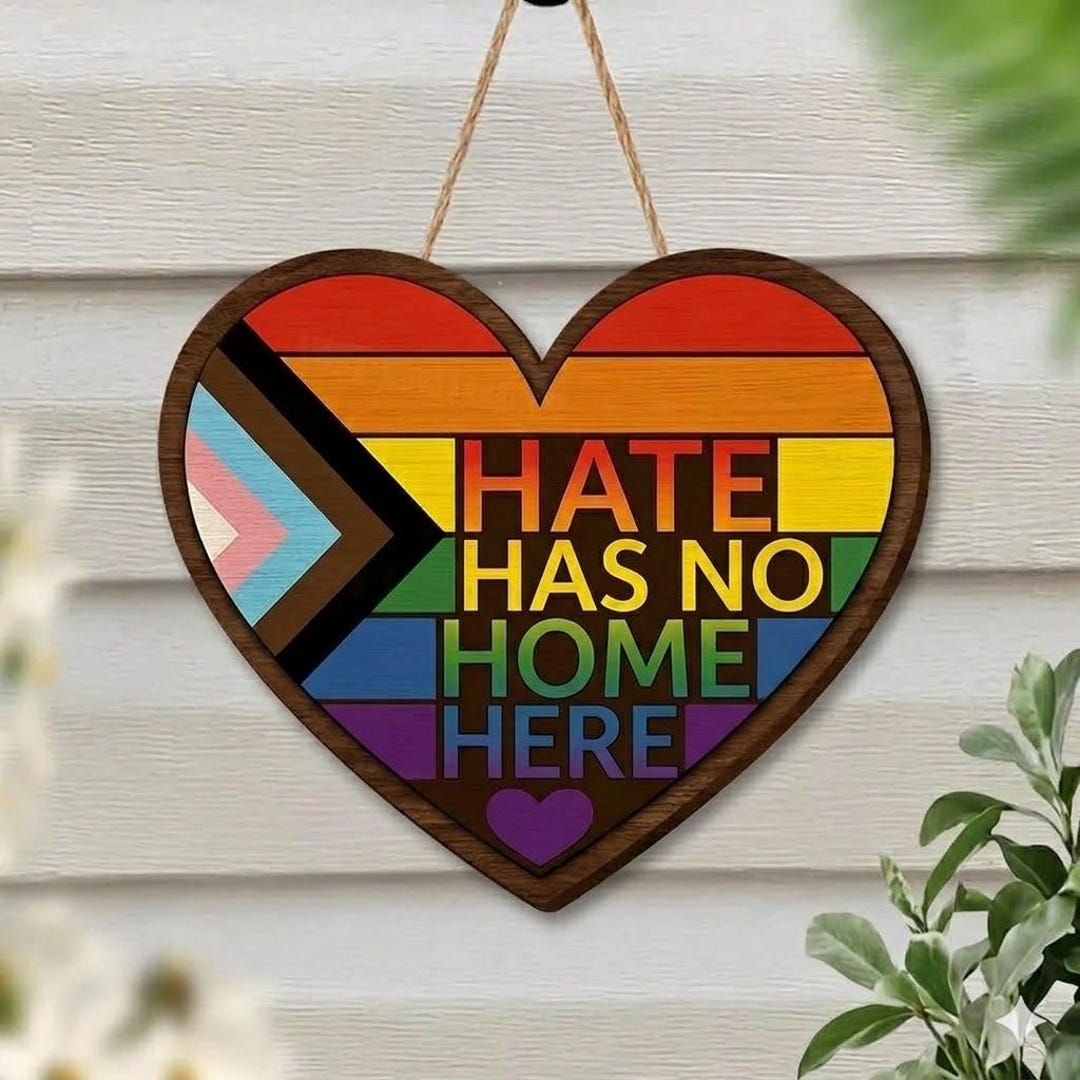Gift Inclusion Sign Inclusion Door Sign Diverse Pride Flag Decor Rainbow Wall Art ...