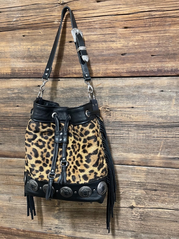 LARGE Wild West Fuzzy Leopard Bucket Bag Limited Edition