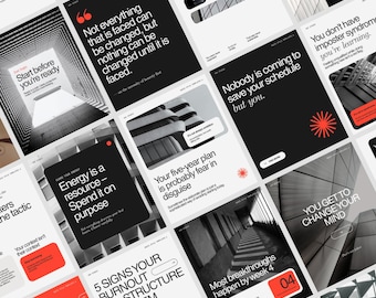 20+ Coach Canva Templates | Swiss Editorial Instagram Post Story Pack | Life & Business Coach Social Media Templates | Canva Bundle