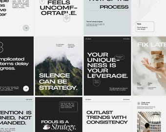 20+ Bold Canva Instagram Templates for Coaches, Studios & Creatives | Modern Minimal Social Media Kit | Swiss Brutalist Asymmetrical Design