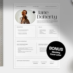 Modern Minimalist Stand-Out Resume Template Canva | Editable CV Template | Corporate Creative Job Seekers | Instant Download | ATS-Friendly