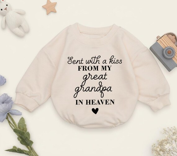 Sent with a Kiss from my Great Grandpa in Heaven Romper, Baby Shower Gift, Handpicked By Great Grandpa, Baby Announcement, Newborn For Girls