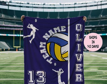 Personalized Volleyball Team Blanket: Custom Name Minky & Sherpa Throw