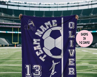Personalized Soccer Blanket: Custom Name, Number, Team Throw