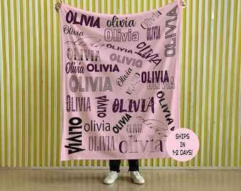 Personalized Name Blanket, Custom Baby Gift, Soft Sherpa & Minky Throw