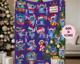 Personalized Stitch Blanket, Custom Cartoon Throw