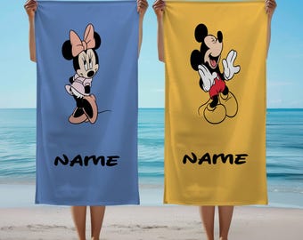 Personalized Mickey Mouse Beach Towel, Custom Kids Vacation Gift