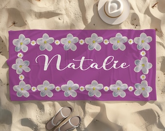 Custom Daisy Beach Towel, Personalized Floral Retro Style