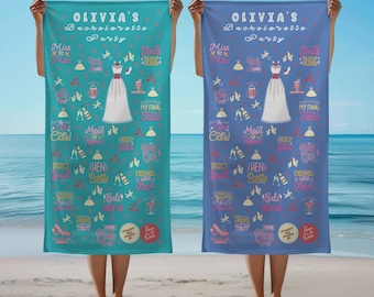 Personalized Bachelorette Party Beach Towel, Custom Bridesmaid Gift