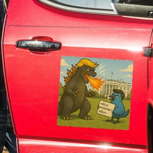 TrumpZilla vs TwisterMusk Decal for car, Funny Elon Musk vs Donald Trump Cartoon Decal, TACO TRUMP sticker, Hilarious Political Satire FTD