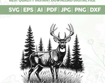 Diseño de astas de ciervo grande, Diseño de ciervo macho, SVG de caza de ciervos, Caza de ciervos, SVG de astas de ciervo (png, svg, jpg, pdf) (Descarga digital)