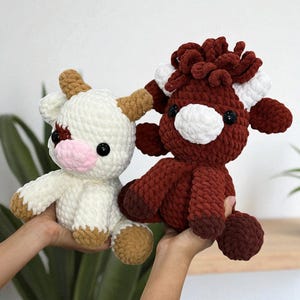 Amigurumi Highland Kuh - Highland Kuh gehäkelt Plüsch, handgemachte Amigurumi Kuh, süßes gehäkeltes Kuhspielzeug, Bauernhof Tier Geschenk