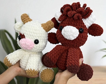 Crochet Highland Cow Plush – Handmade Amigurumi Farm Animal Toy
