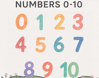 Clipart di numeri acquerellati da 0 a 10