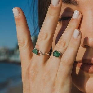 Sea foam green asymmetrical ring, sea glass promise ring, nautical jewelry for women, beach summer jewelry, ocean lover ring, daughter gift