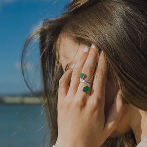 Sea foam green sterling silver ring, elegant sea glass jewelry, minimalist statement ring, unique bridal accessories, beach birthday gift