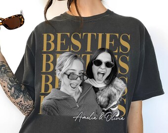 Personalized Bestie Vintage Photo Shirt, Custom Picture Best Friend Shirt, Friendship Gift, Birthday Gift for Friend, BFF Birthday Gift