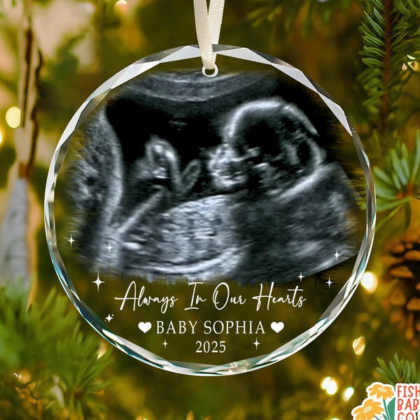 Adorno personalizado de ultrasonido de bebé, adorno conmemorativo de bebé, adorno personalizado por pérdida de bebé, regalo de Navidad por pérdida de bebé, adorno de condolencia.