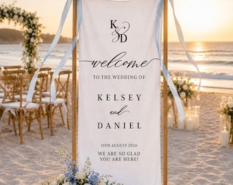 Custom Wedding Welcome Sign, Vertical Wedding Sign with Names for Reception, Wedding Decor, Rehearsal Dinner, Engagement Party Banner