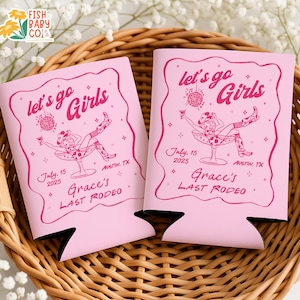 Custom Bachelorette Party Can Cooler: Last Rodeo Disco Cowgirl Design