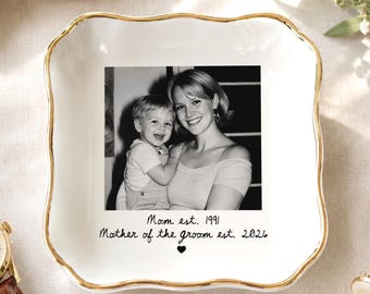 Personalized Photo Mother of The Groom Jewelry Dish, Mother Of the Bride And Groom Gifts, Wedding Gift for Mom
