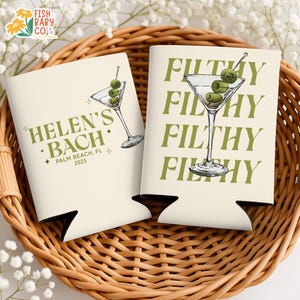 Filthy Martini Bachelorette Can Coolers: Custom Bridal Shower Favors