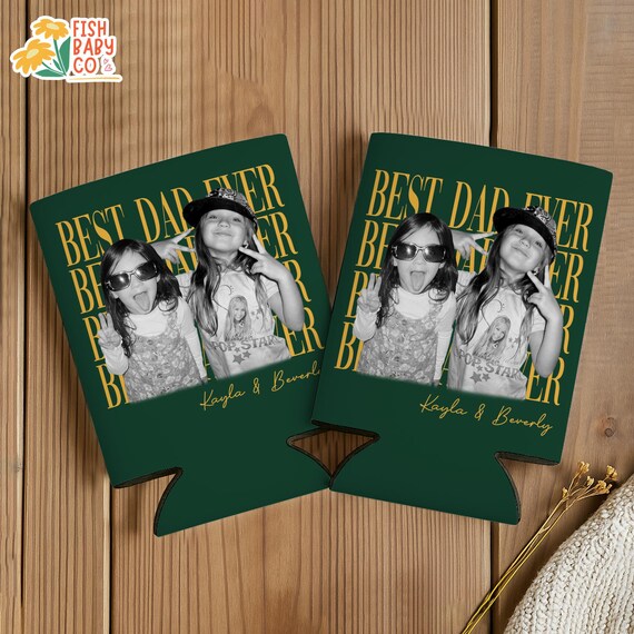 Custom Dad Vintage Photo Can Cooler, Baby Face Photo Sleeve Holder, First Fathers Day Gift For Husband, New Dad Gift