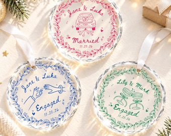 First Christmas Engaged Ornament, Engagement Gift For Couples, Custom Married Ornament, Wedding Anniversary Gift Newlyweds