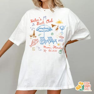 Custom Beach Doodle Bachelorette Shirt, Miami Bachelorette Party TShirt, Last Toast On The Coast Tee White